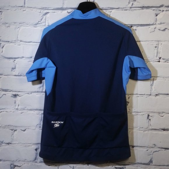 Cycling Biking Jersey S/S 1/4 Zip Navy Colorblock - Picture 6 of 6